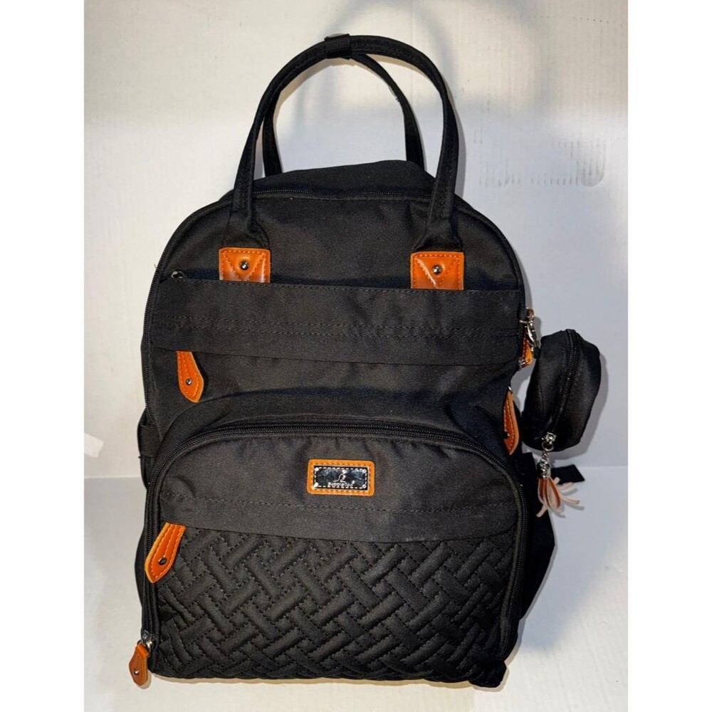 BabbleRoo Black Diaper Bag Backpack w Changing Pad Stroller Straps The Original